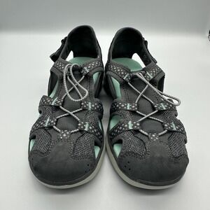 Dr Scholls Sandals Womens Size 7 Gray Cancun Fisherman Polka Dot Comfort